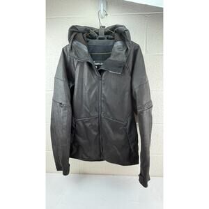Icon Synthhawk Biker Jacket Full Zip Hooded Charcoal Men’s Sz M, No Armor